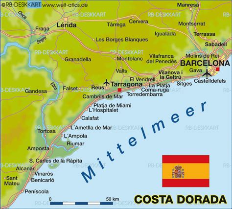 map costa dorada coastline