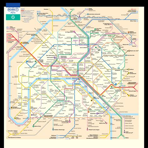 Detailed metro map of Paris city Maps of all countries