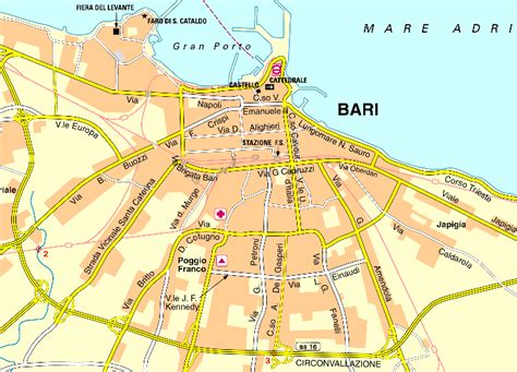 Large detailed tourist map of Bari