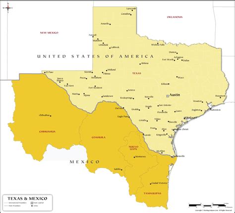 Map Of Texas And Mexico Share Map