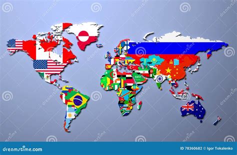 Photo libre de droit de Carte Du Monde Avec Drapeaux banque d'images et