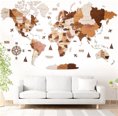 Déco Murale Monde Mappemonde Déco Décoration Murale Bois