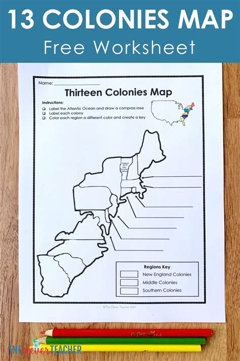 map of 13 colonies worksheet