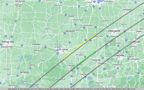 map of 2024 total solar eclipse in illinois