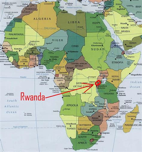 map of africa with rwanda highlighted