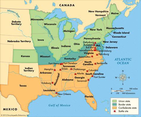 map of all civil war battles
