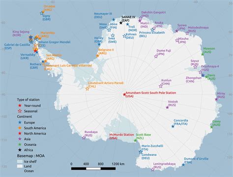 map of antarctic research stations