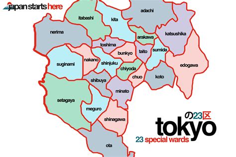 map of areas of tokyo