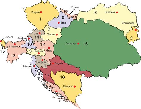 map of austria and hungary with cities