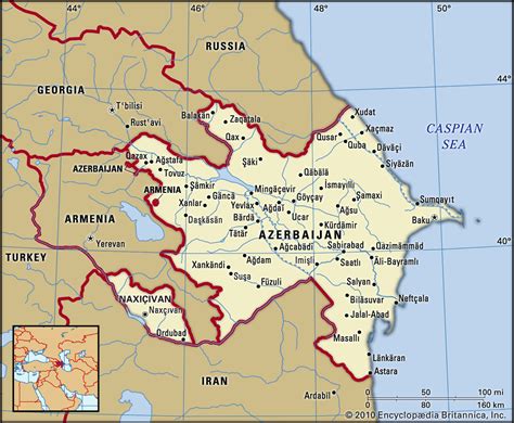 map of azerbaijan and surrounding countries