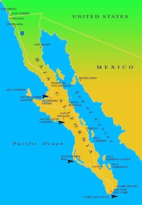map of baja california and mexico