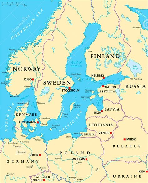 map of baltic sea area and northern europe