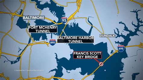 map of baltimore and francis scott key bridge
