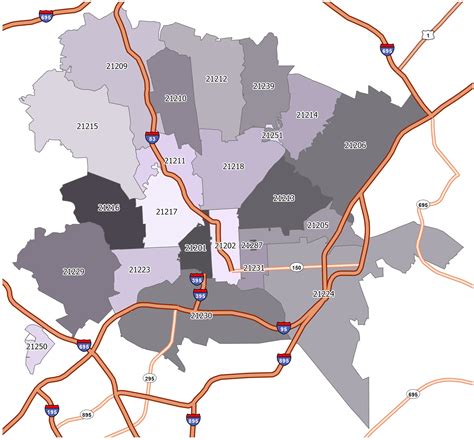 map of baltimore md with zip codes