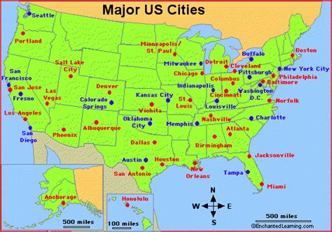 map of biggest cities in us