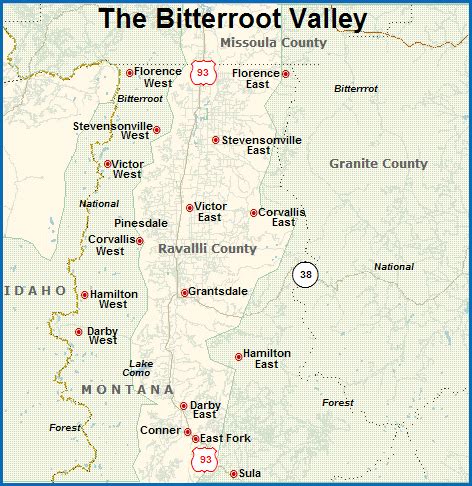 Map Of Bitterroot Valley Montana