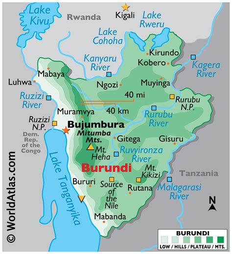 map of burundi in africa