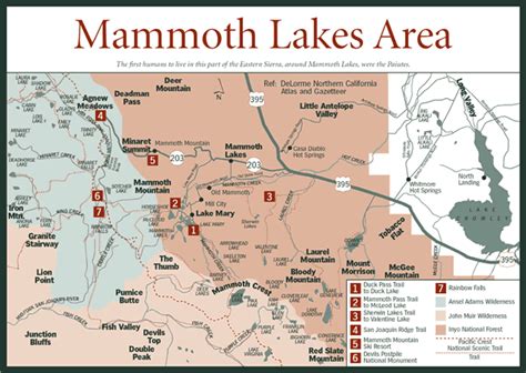 map of california showing mammoth lakes