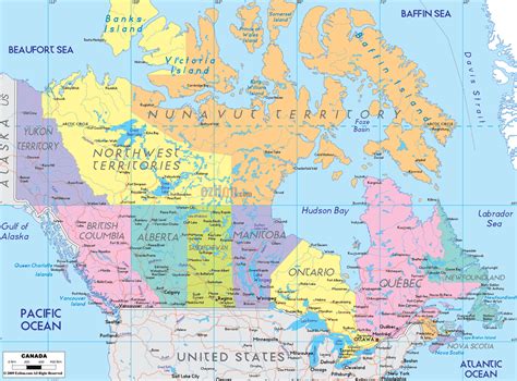 Large detailed map of Canada with cities and towns