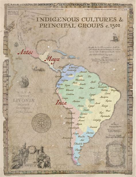 map of central and south america in the 1500s