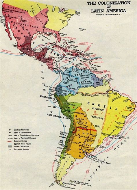 map of central and south america in the 1600s