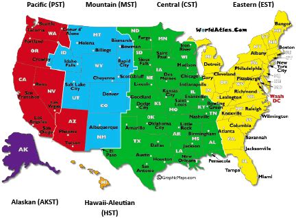 map of central standard time zone