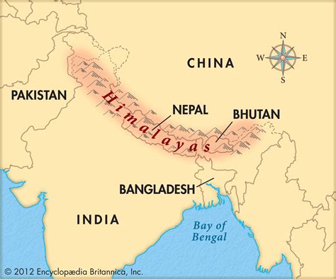 map of china with himalaya mountain