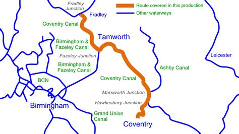 map of coventry canal showing bridge numbers