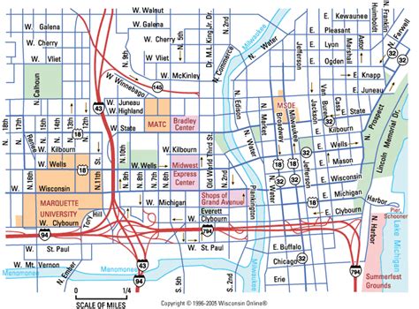 map of downtown milwaukee streets