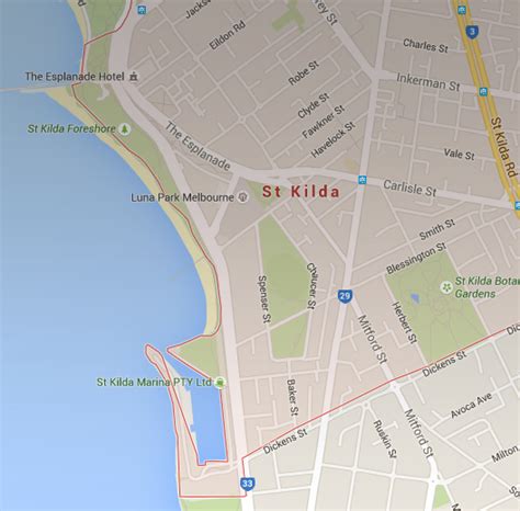 map of east st kilda vic