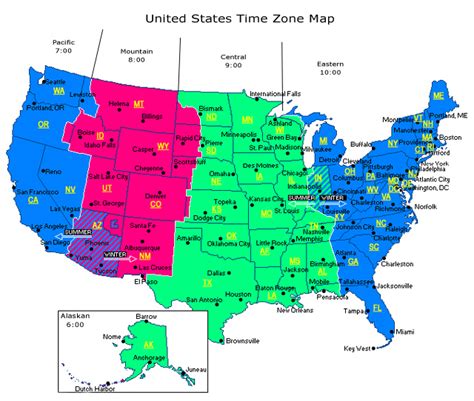 map of eastern time zone