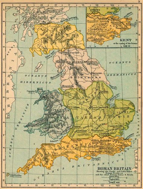 HISTORICAL MAPS Britain Map 4th Century Britain 1600 Years Ago
