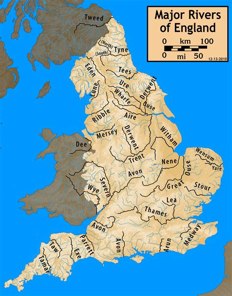 map of england showing rivers