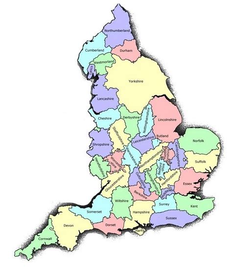 map of english shires england