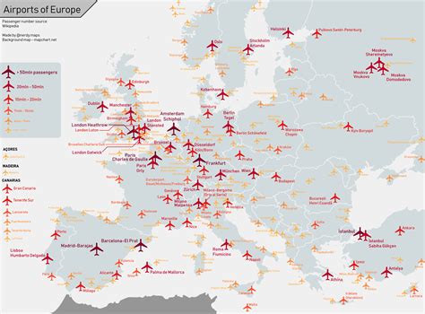 The largest airports in Europe, 2019. Maps on the Web History