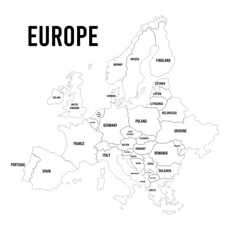 map of europe black and white printable