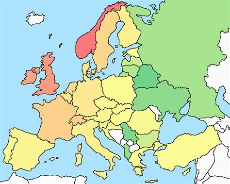 map of europe with no names