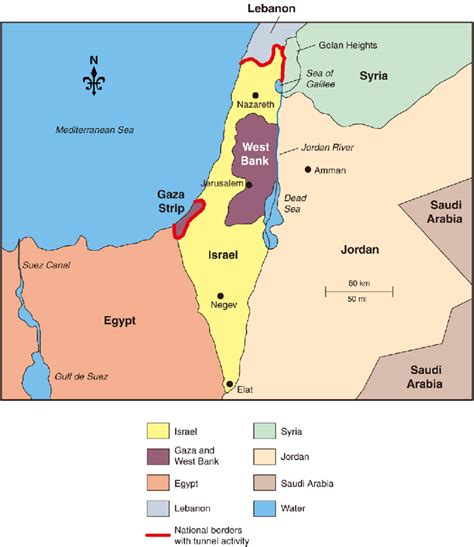 map of gaza and israel and egypt
