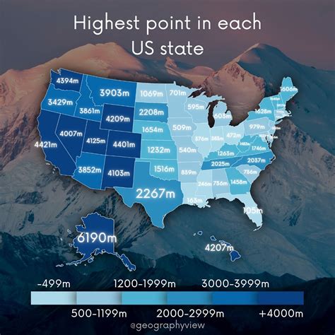 Map Of Highest Points In Each State