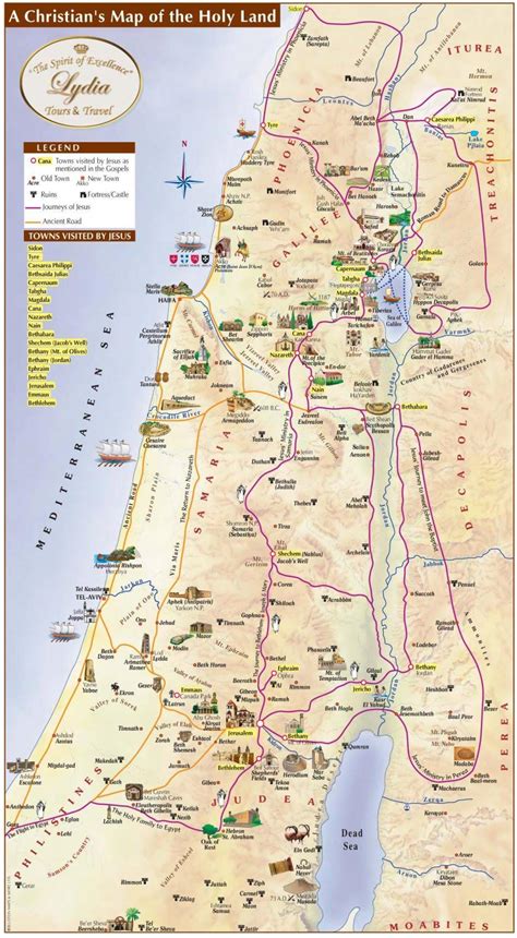 map of holy land sites in israel