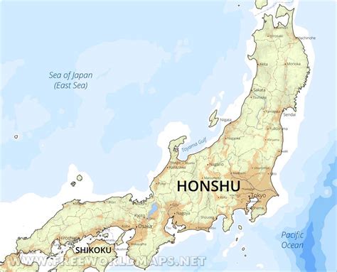 map of honshu island japan