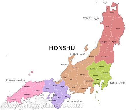 map of honshu prefectures