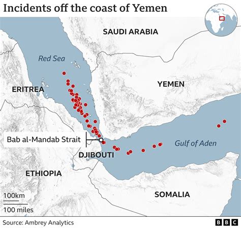 map of houthi attacks in red sea