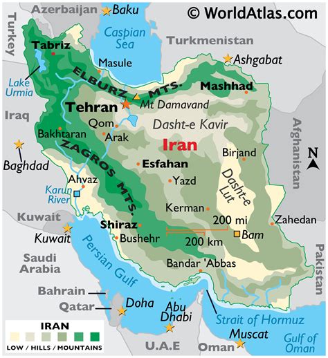 map of iran & israel