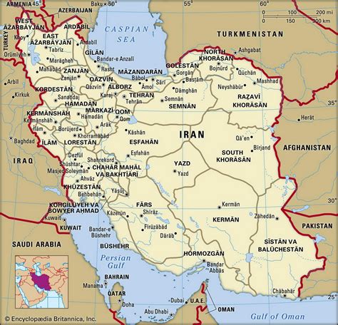 map of iran and its surrounding countries