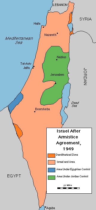 map of israel after 1948