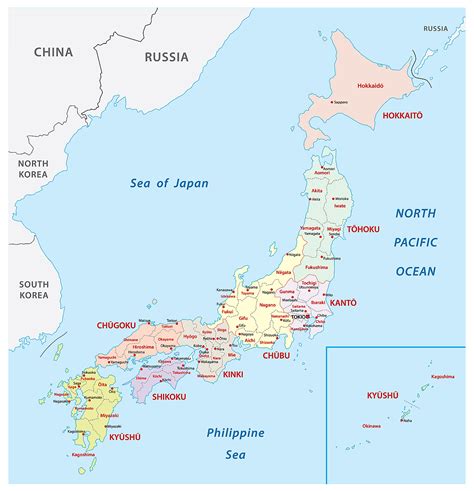 map of japan with cities and prefectures