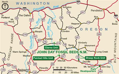 map of john day fossil beds oregon