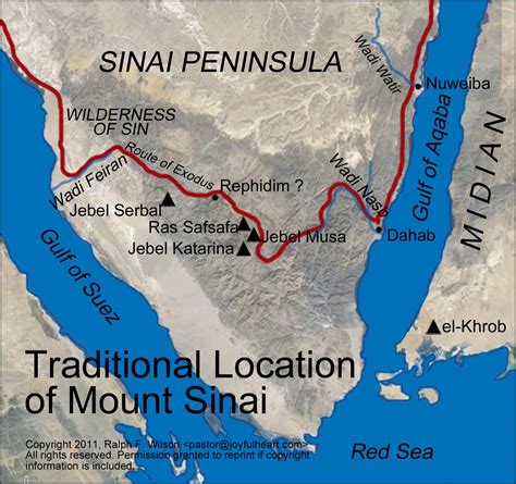 map of journey from egypt to mount sinai