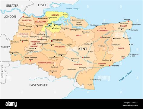 map of kent england with towns